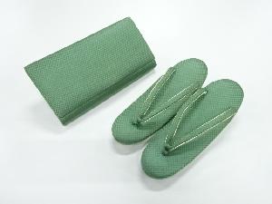 リサイクル　未使用品　市松模様織出し和装バッグ・草履セット（草履23.5センチ）